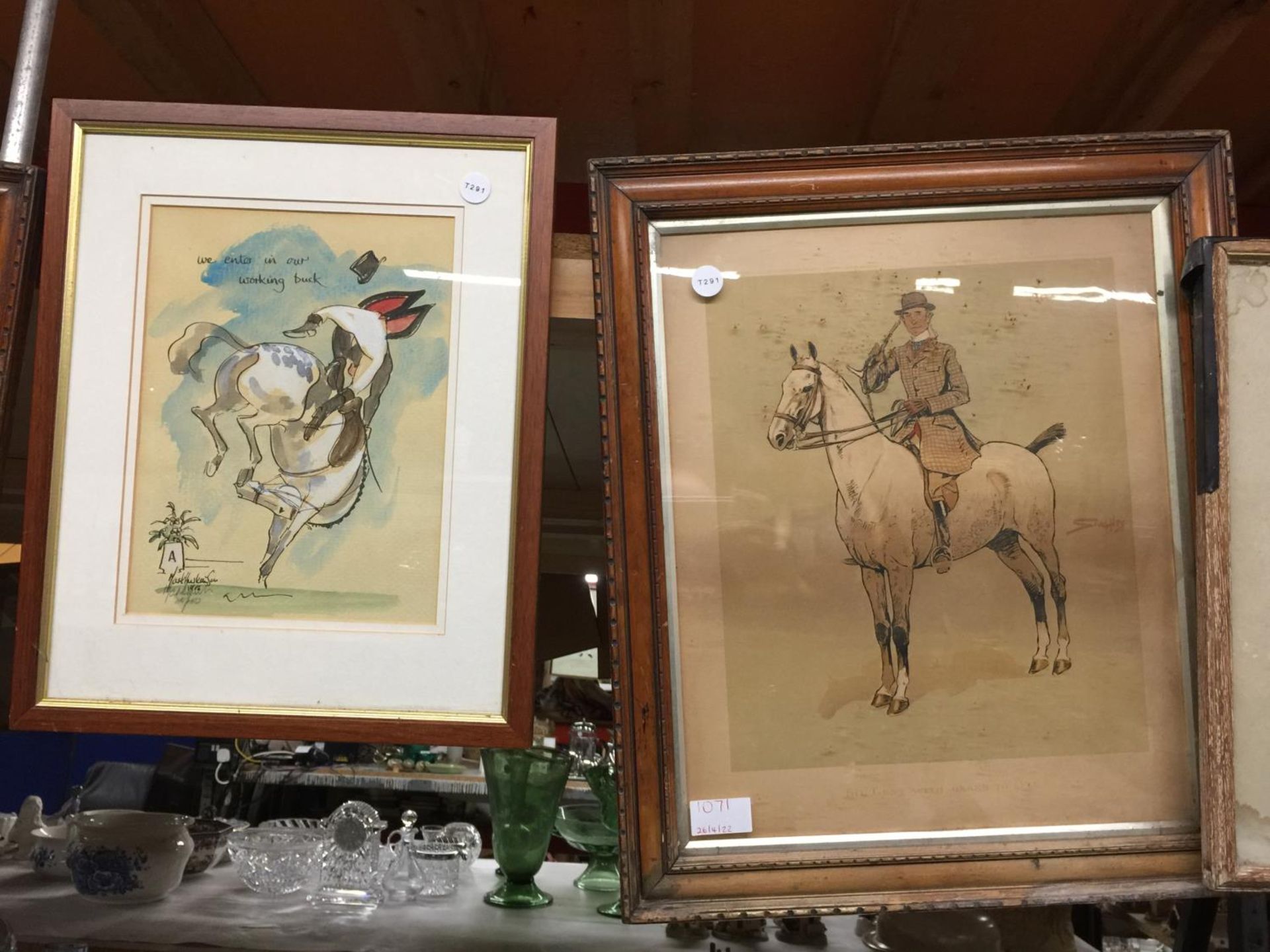 TWO FRAMED SNAFFLES PRINTS 'THE GENT WITH OSSES TO SELL' AND 'HOGANS TOPS', A SIGNED MARK - Image 3 of 4