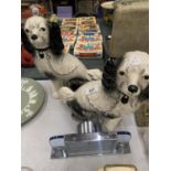 A PAIR OF STAFFORDSHIRE STYLE DOGS HEIGHT 28CM