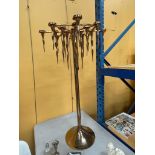 A LARGE BRASS RETRO DROPLET CANDLEABRA