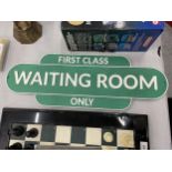 A CAST FIRST CLASS WAITING ROOM ONLY TRAIN / RAILWAY SIGN