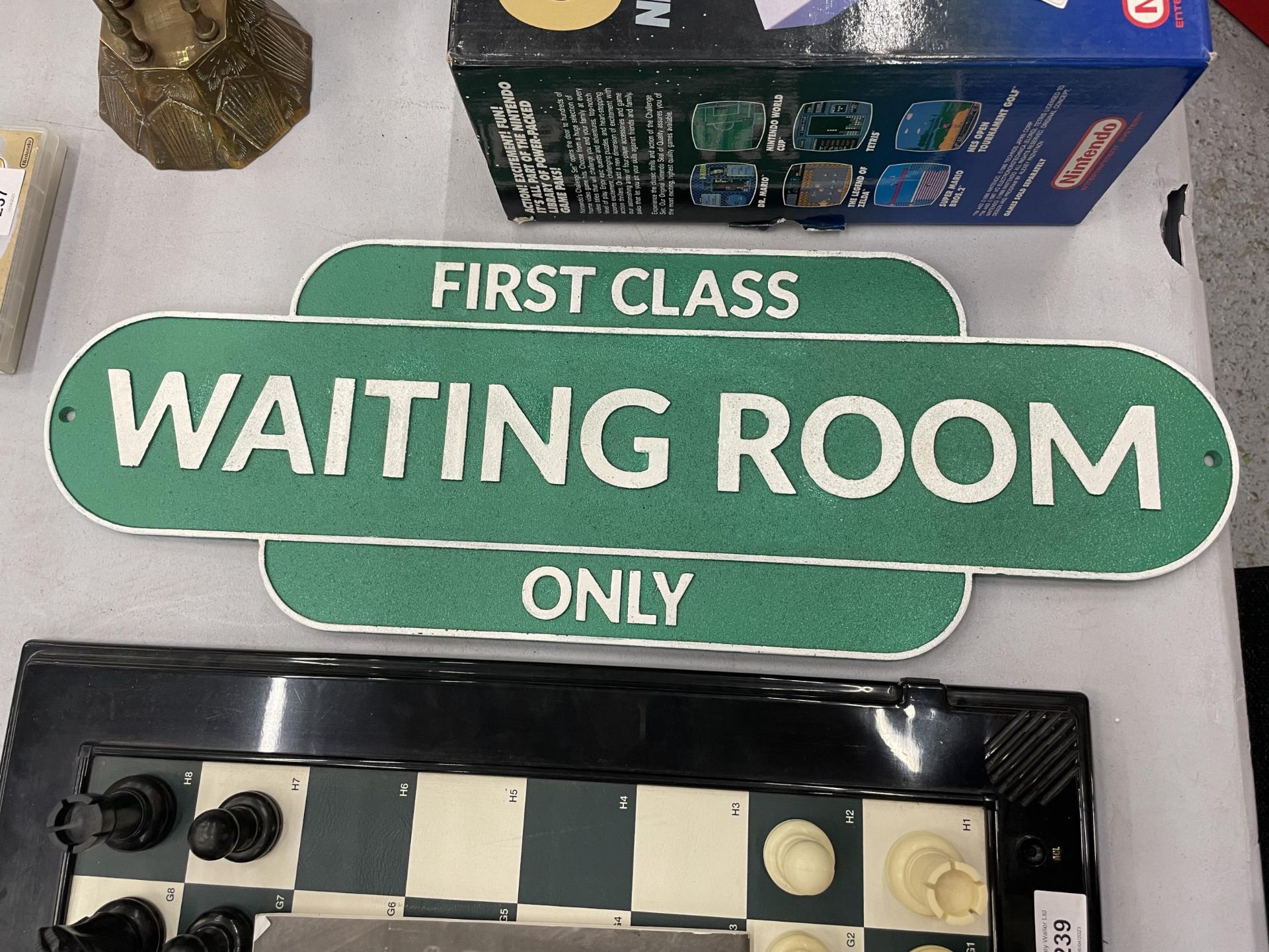 A CAST FIRST CLASS WAITING ROOM ONLY TRAIN / RAILWAY SIGN