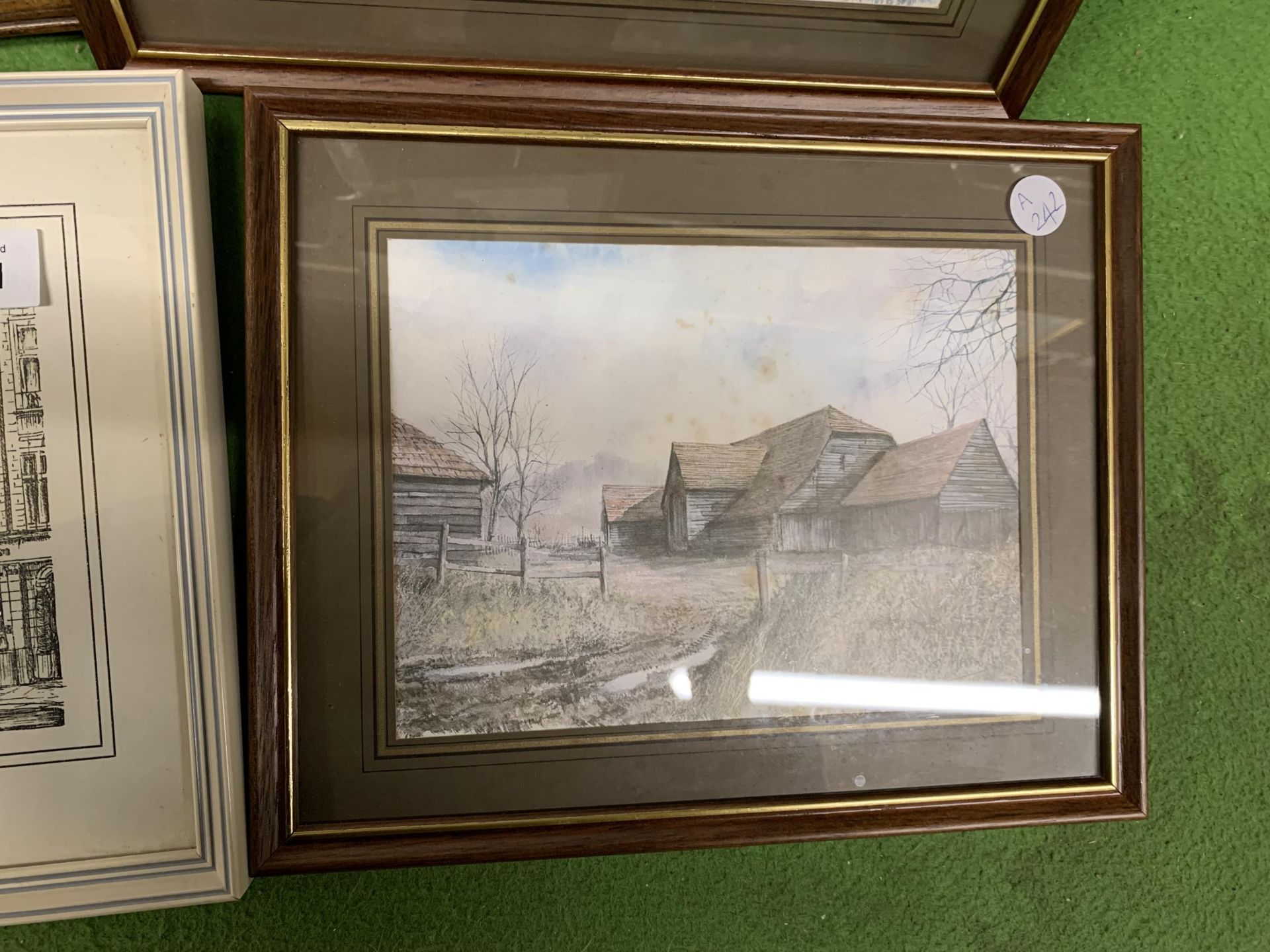 FOUR FRAMED PRINTS TO INCLUDE A CURLEW, COUNTRY BARNS AND PARISH CHURCH, WIGAN - Image 5 of 5