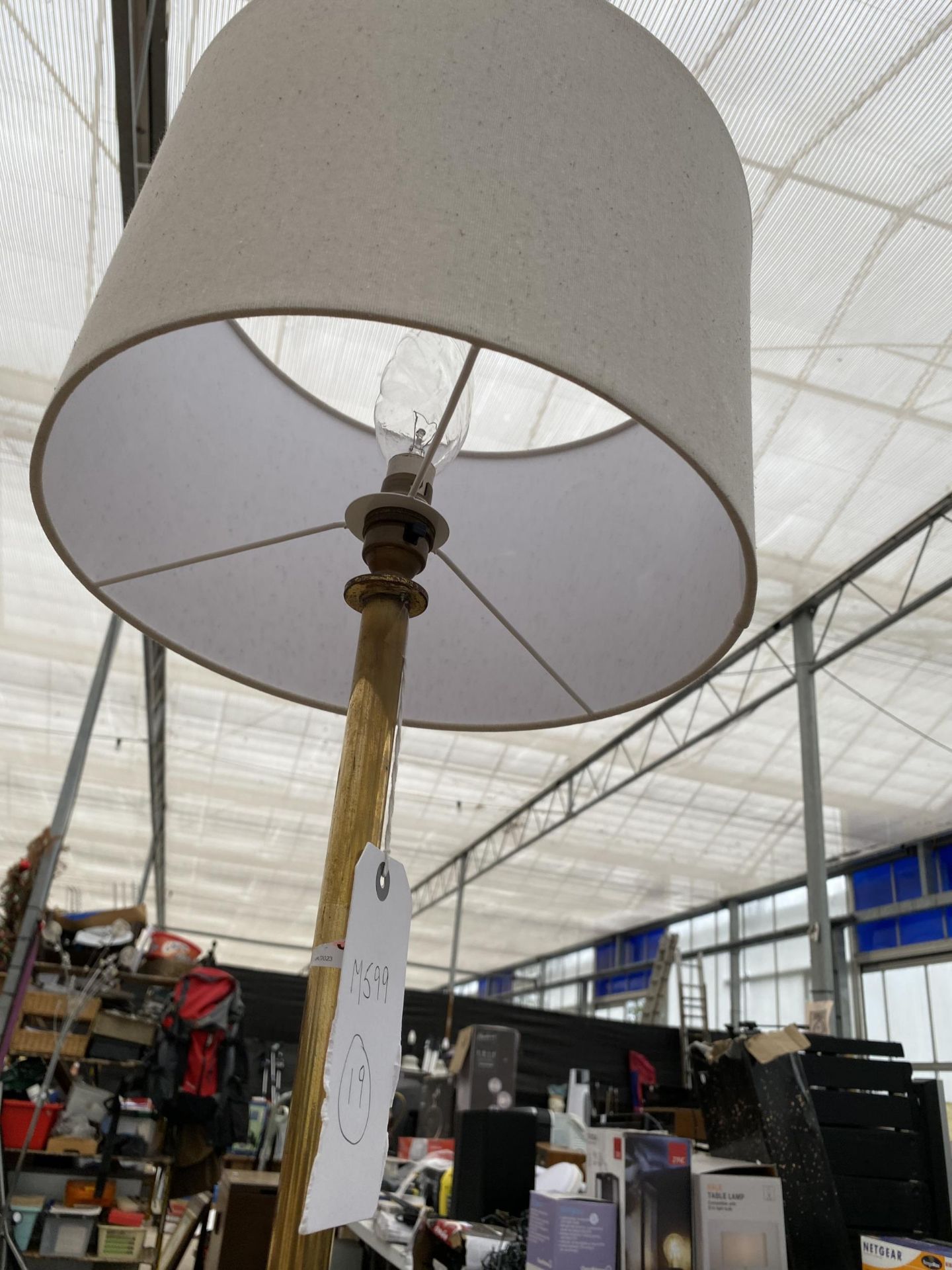 A BRASS STANDARD LAMP WITH SHADE - Image 3 of 3