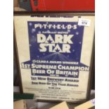 A PITFIELD BREWERY 'DARK STAR' BEER ADVERTISING POSTER IN A FRAME