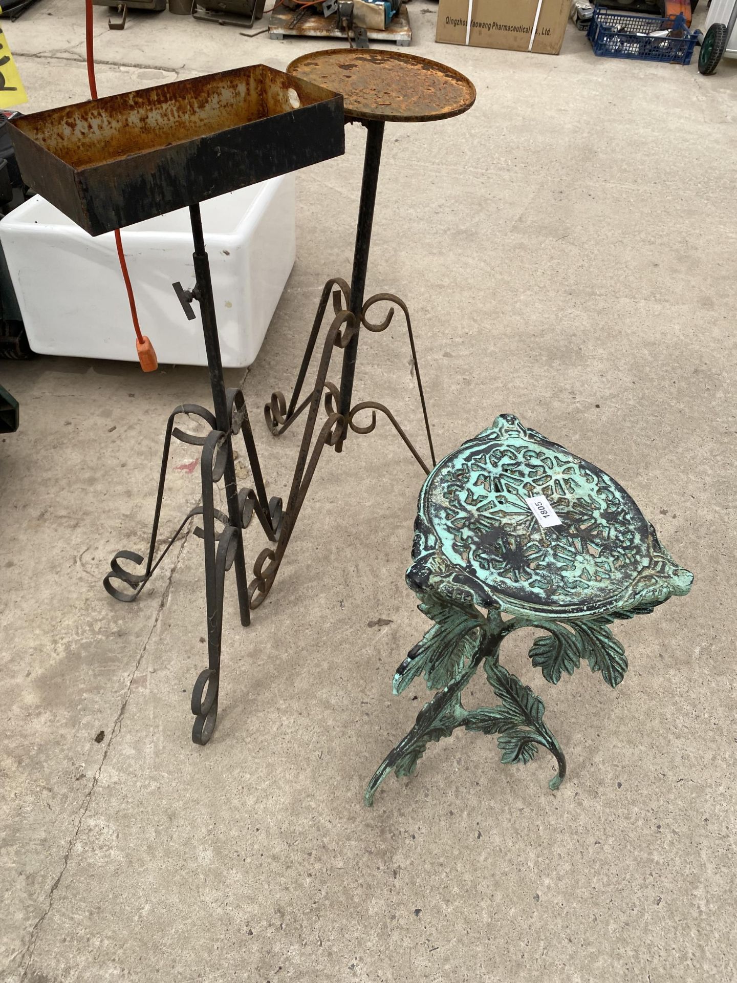 THREE VARIOUS METAL PLANT STANDS