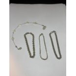 FOUR VARIOUS SILVER BRACLETS