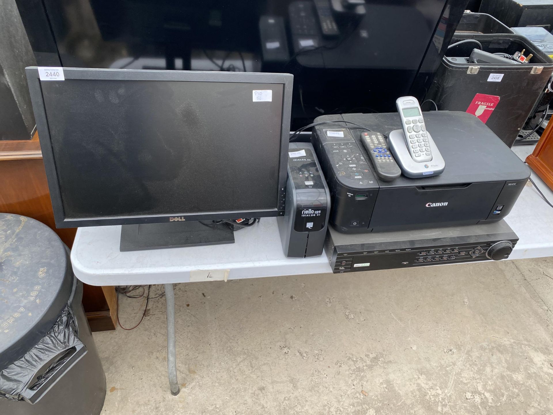 AN ASSORTMENT OF ITEMS TO INCLUDE A DELL MONITOR AND A CANON PRINTER ETC