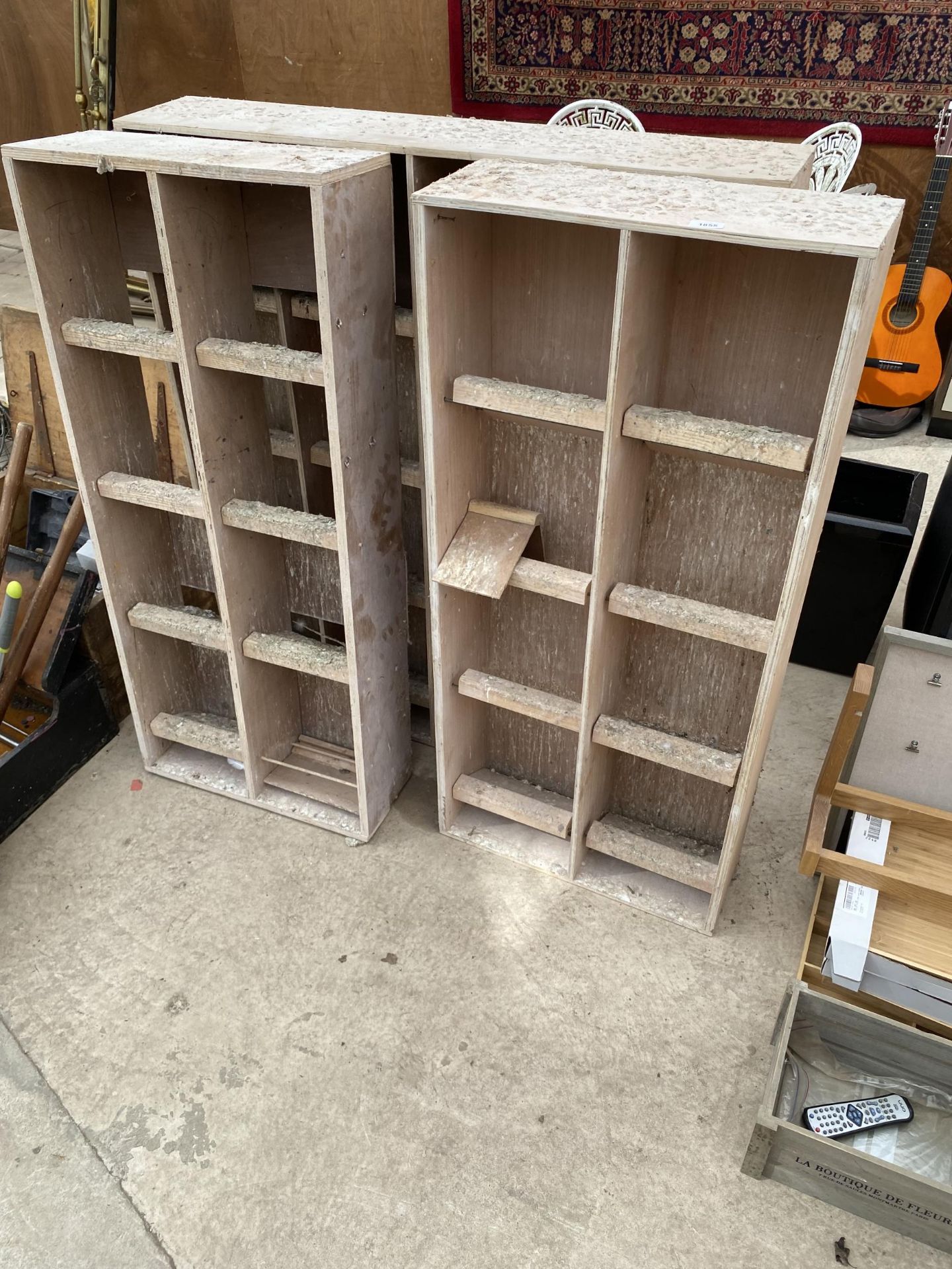 THREE SECTIONS OF WOODEN PIGEON LOFT PERCHES