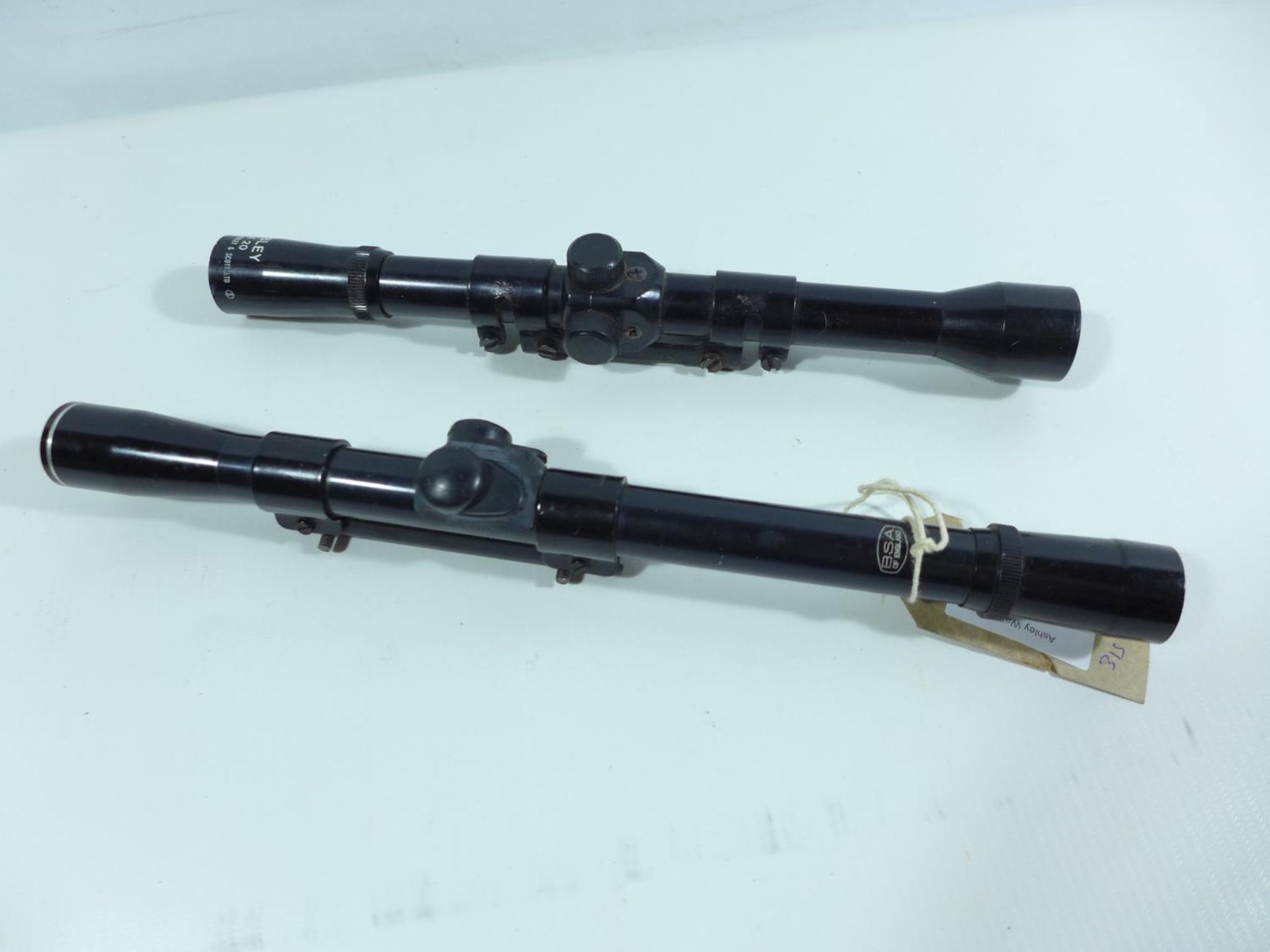 A B.S.A. 4X20 TELESCOPIC SIGHT AND A WEBLEY 4X20 TELESCOPIC SIGHT (2)