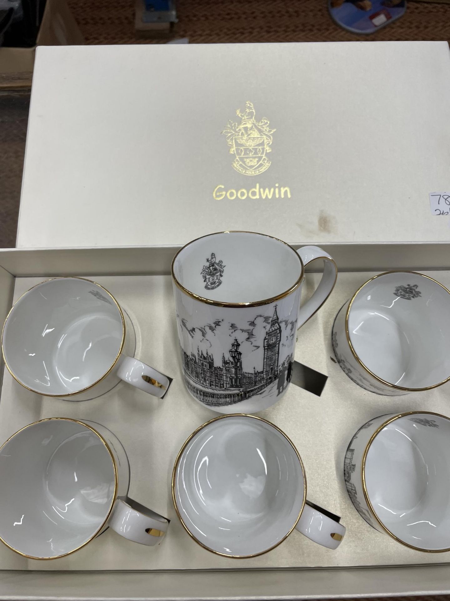 SIX GOODWIN CHINA CUPS WITH SCENES OF LONDON