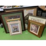 A COLLECTION OF FRAMED PRINTS TO INCLUDE STILL LIFE EXAMPLES, DAVID BARROW SIGNED MARKET HALL