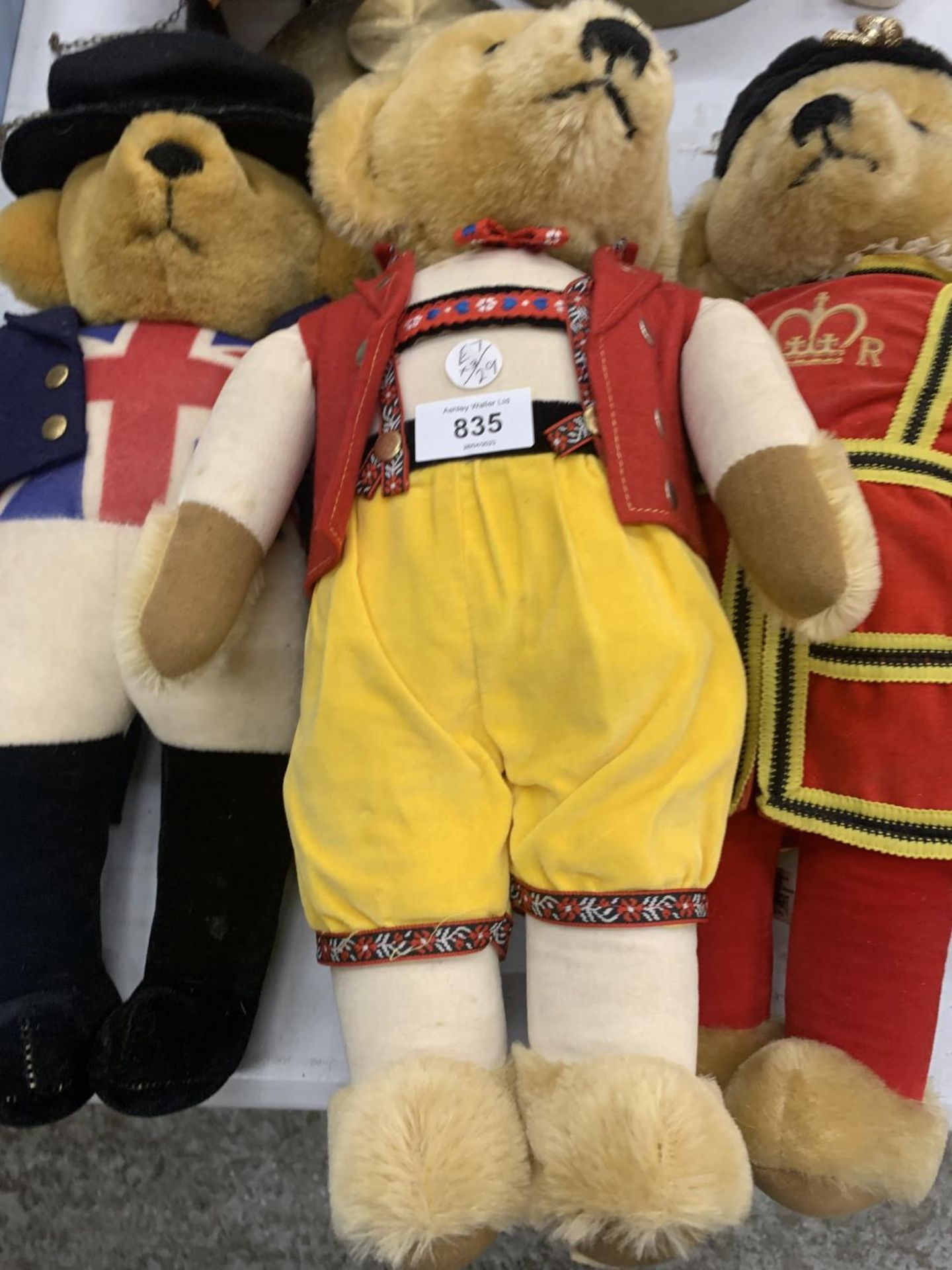 THREE VINTAGE MERRYTHOUGHT TEDDY BEARS, TWO IN ROYAL REGALIA, ALL WITH THE MERRYTHOUGHT LABEL - Image 3 of 4