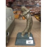 A LIMITED EDITION 582 OF 1000 SCULPTURE BY IAN THOMAS COMMISSIONED BY FORD MOTOR COMPANY OF A GOLFER