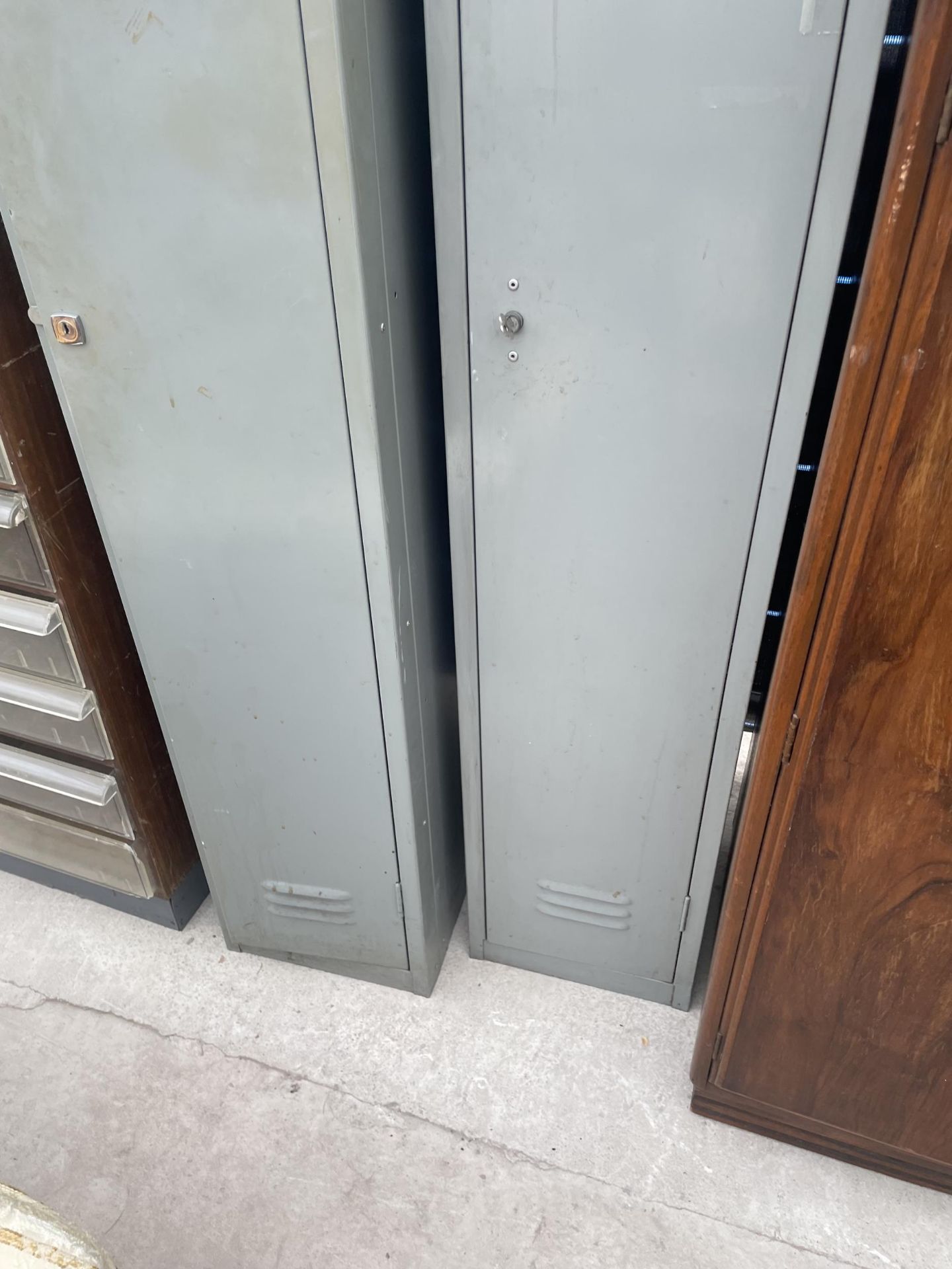 TWO 'LION STEEL' METAL LOCKERS, 12" WIDE, ONE MARKED U.M.I.S.T - Image 3 of 3