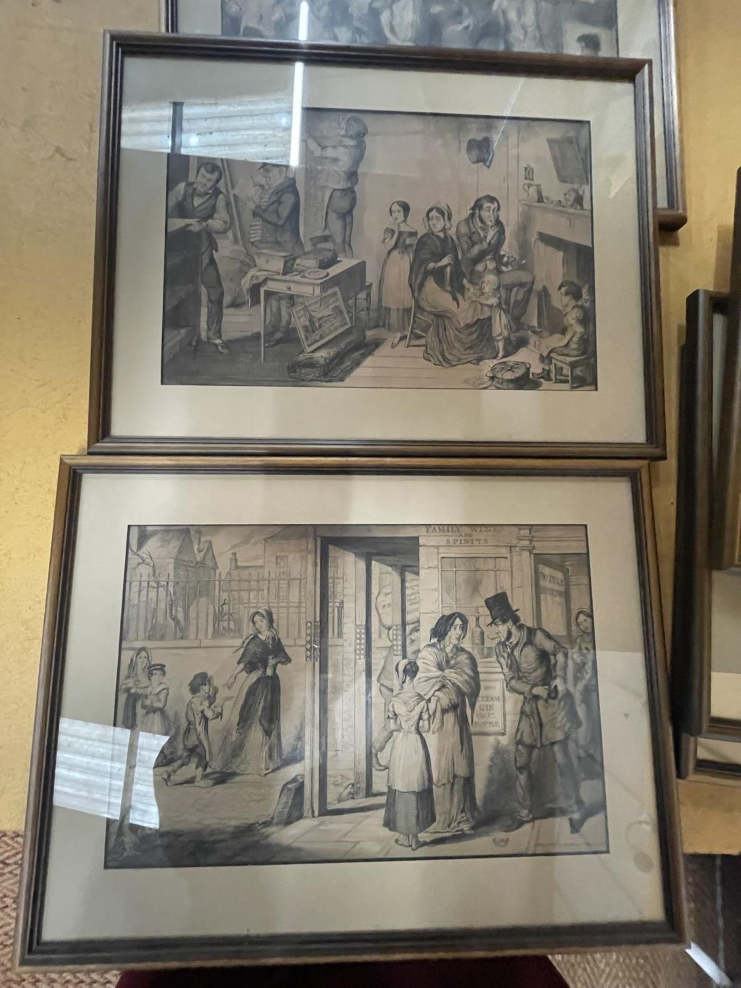 SEVEN FRAMED BLACK AND WHITE PRINTS DEPICTING TEMPERANCE MESSAGE SCENES - Image 3 of 4