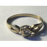 A 9 CARAT GOLD RING WITH SOLITAIRE DIAMOND GROSS WEIGHT 1.19 GRAMS SIZE N/O
