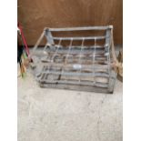 A TWENTY SECTION GALVANISED MILK BOTTLE CRATE