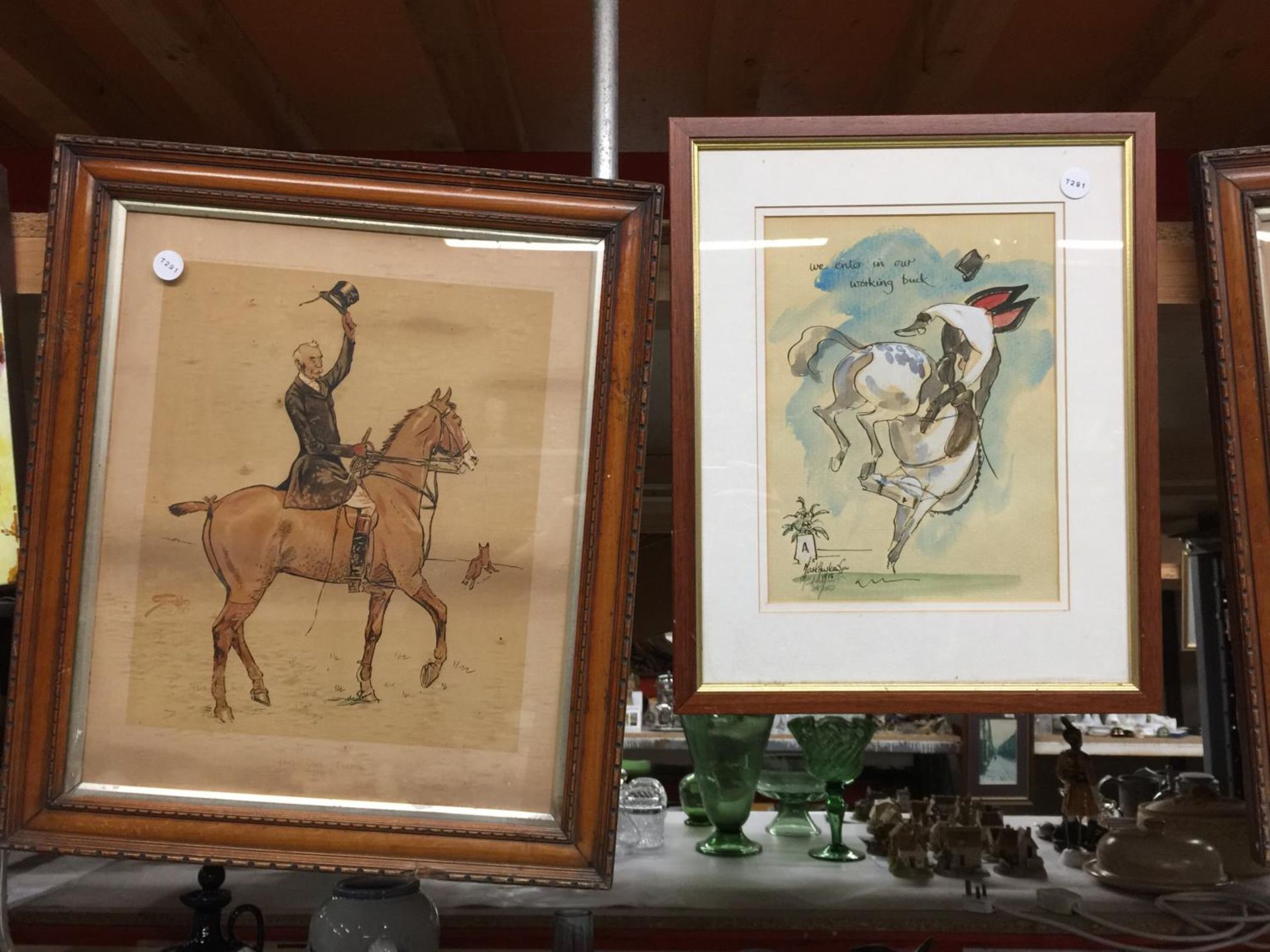 TWO FRAMED SNAFFLES PRINTS 'THE GENT WITH OSSES TO SELL' AND 'HOGANS TOPS', A SIGNED MARK - Image 4 of 4