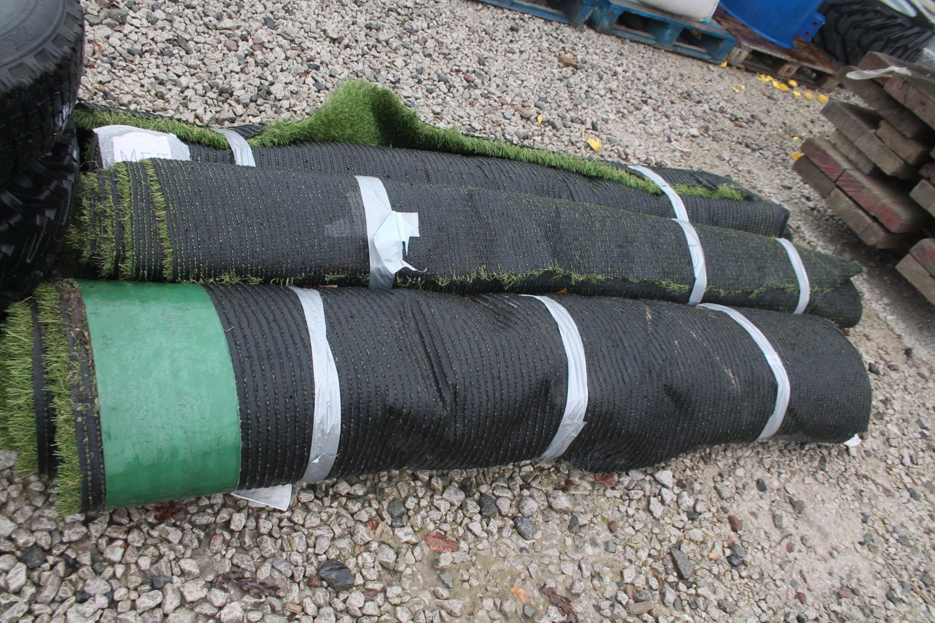 3 ROLLS OF ASTRO TURF 1 X 12' X 6'8" , 1 X 10'X6'8" & 1 X 10'X8' - NO VAT