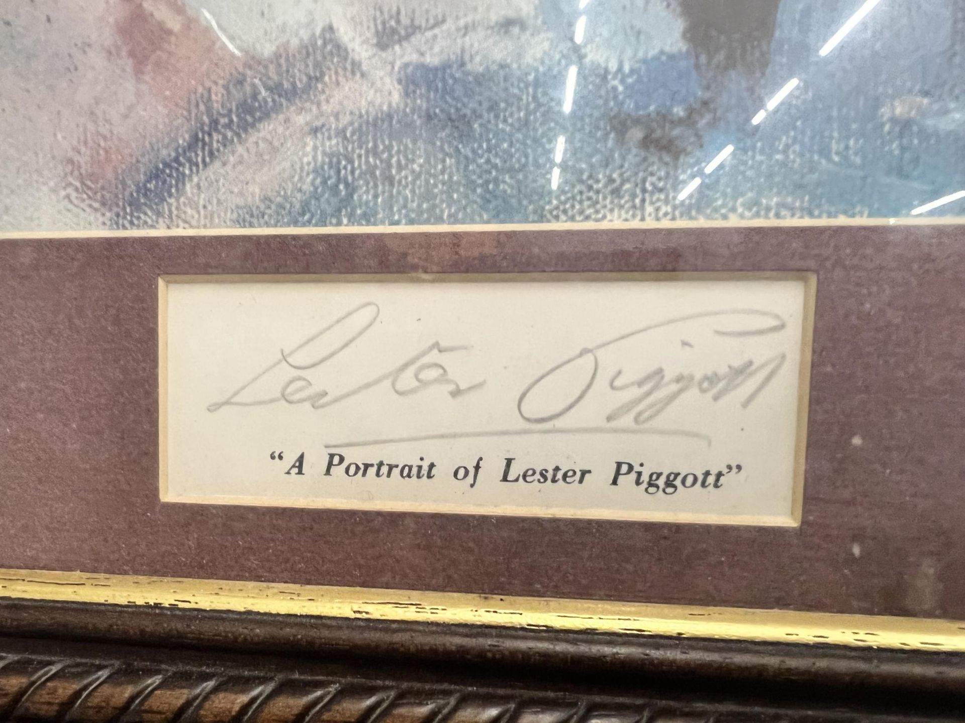 A RARE LIMITED EDITION 563/650 PRINT OF A YOUNG LESTER PIGGOT SIGNED BY THE JOCKEY AND ARTIST - Image 4 of 5