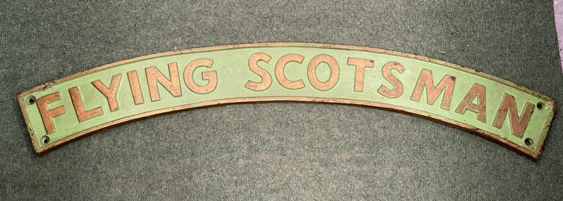 A CAST FLYING SCOTSMAN RAILWAY SIGN