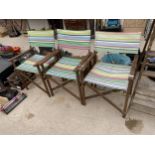 THREE FOLDING DIRECTORS STYLE CHAIRS