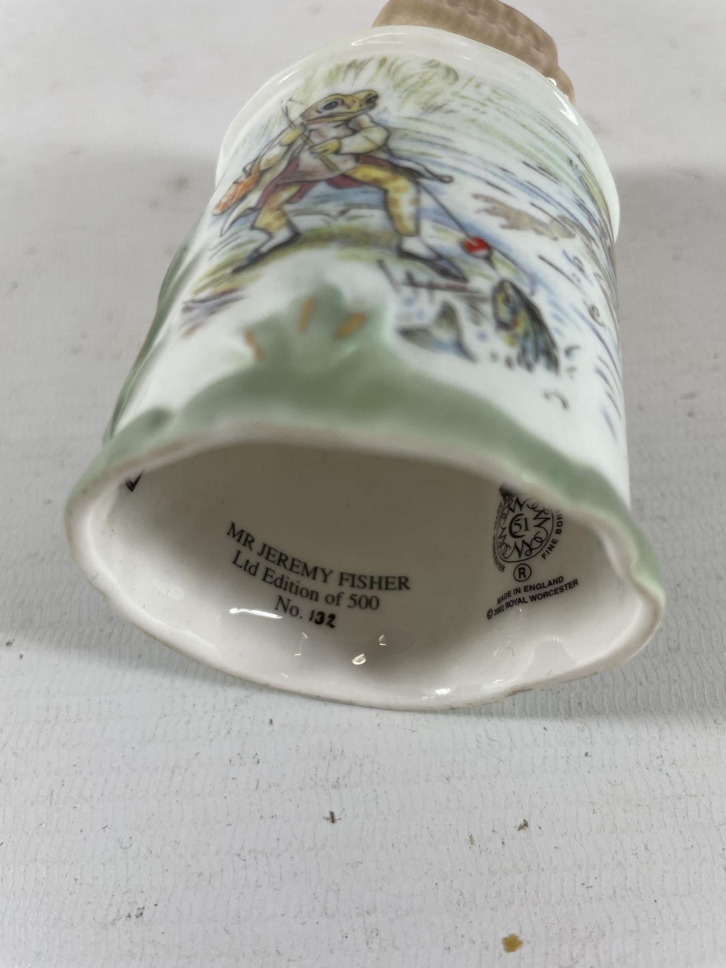 A LIMITED EDITION ROYAL WORCESTER MR JEREMY FISHER BEATRIX POTTER CERAMIC CANDLE SNUFFER - Image 2 of 3