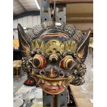 AN ORIENTAL PAINTED DRAGON MASK