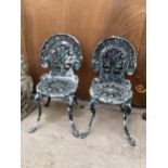 A PAIR OF VINTAGE CAST ALLOY BISTRO CHAIRS