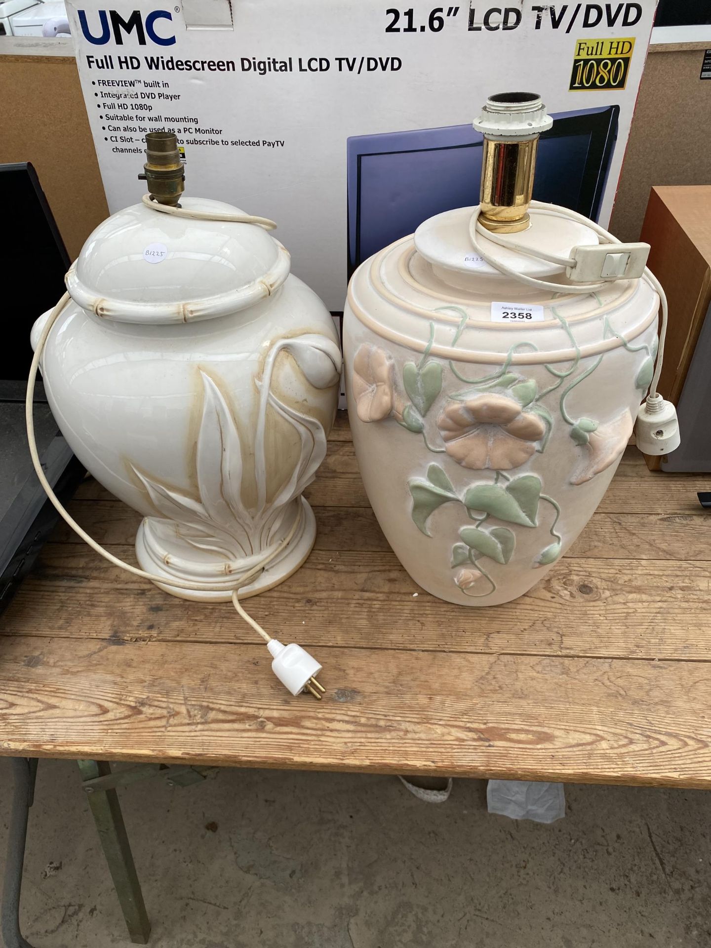 TWO LARGE CERAMIC TABLE LAMPS