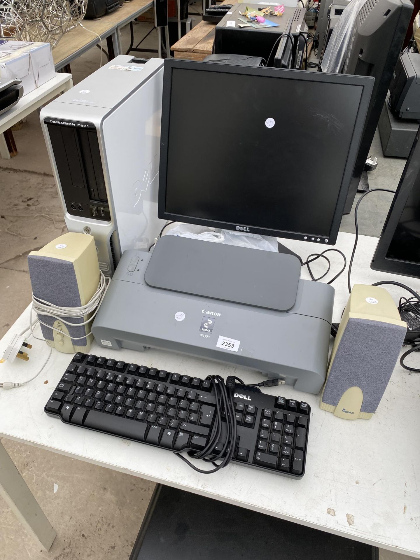 AN ASSORTMENT OF ITEMS TO INCLUDE A DELL MONITOR, A CANON PRINTER AND A COMPUTER TOWER ETC