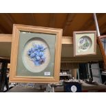 TWO MODERN FLORAL FRAMED PICTURES