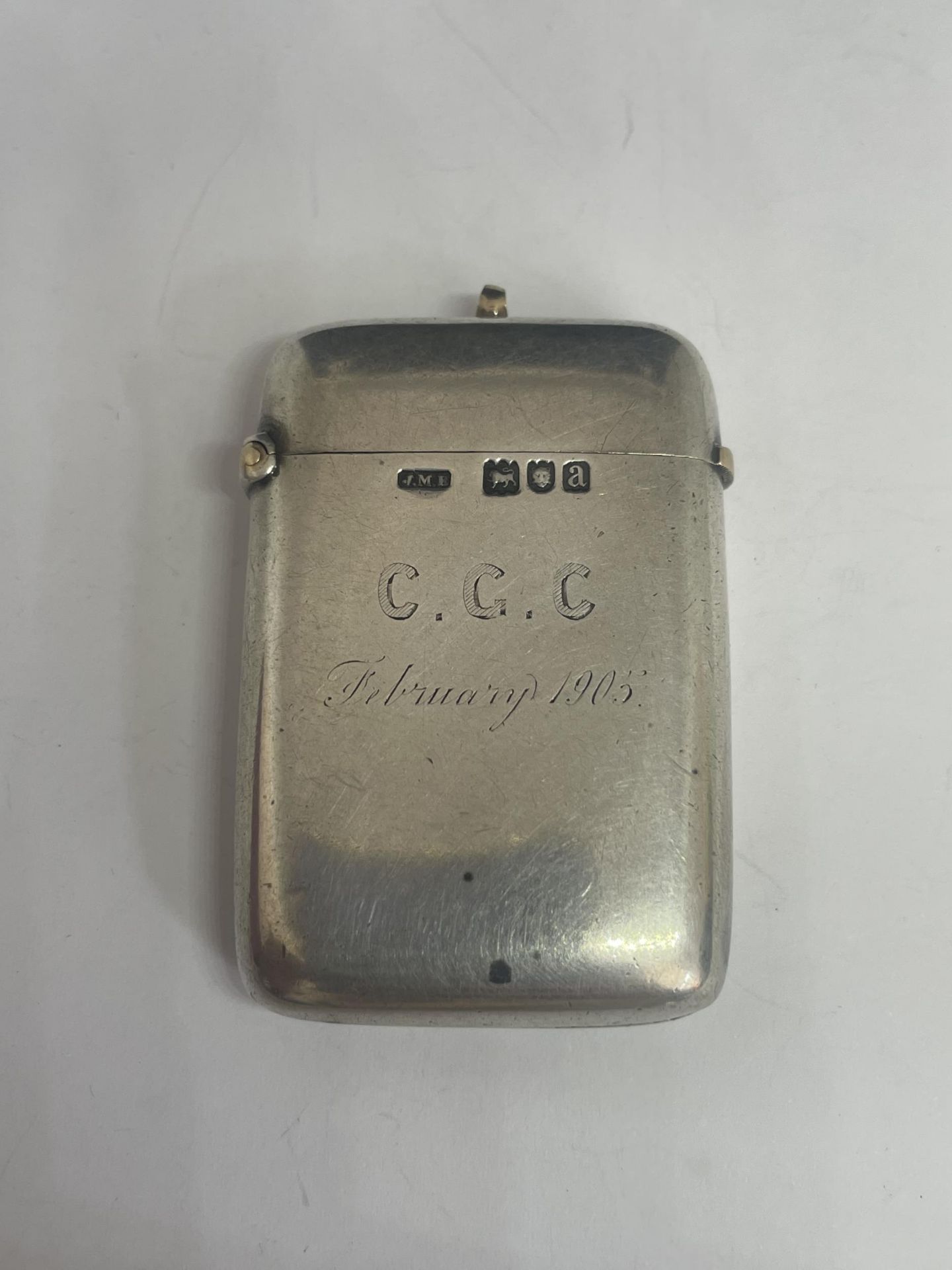 A HALLMARKED LONDON SILVER VESPA CASE (ENGRAVED)