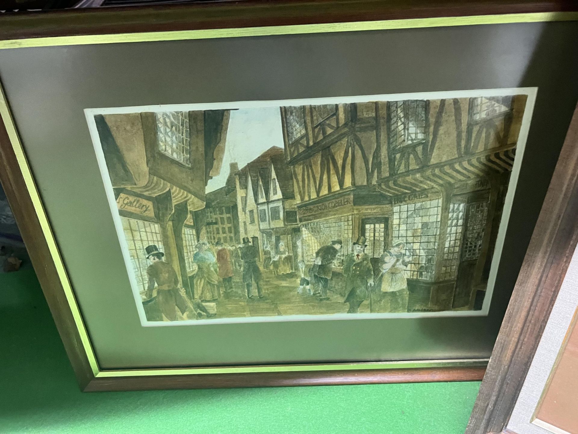 TWO FRAMED PRINTS OF A VINTAGE TOWN (CHESTER?) - Image 3 of 3