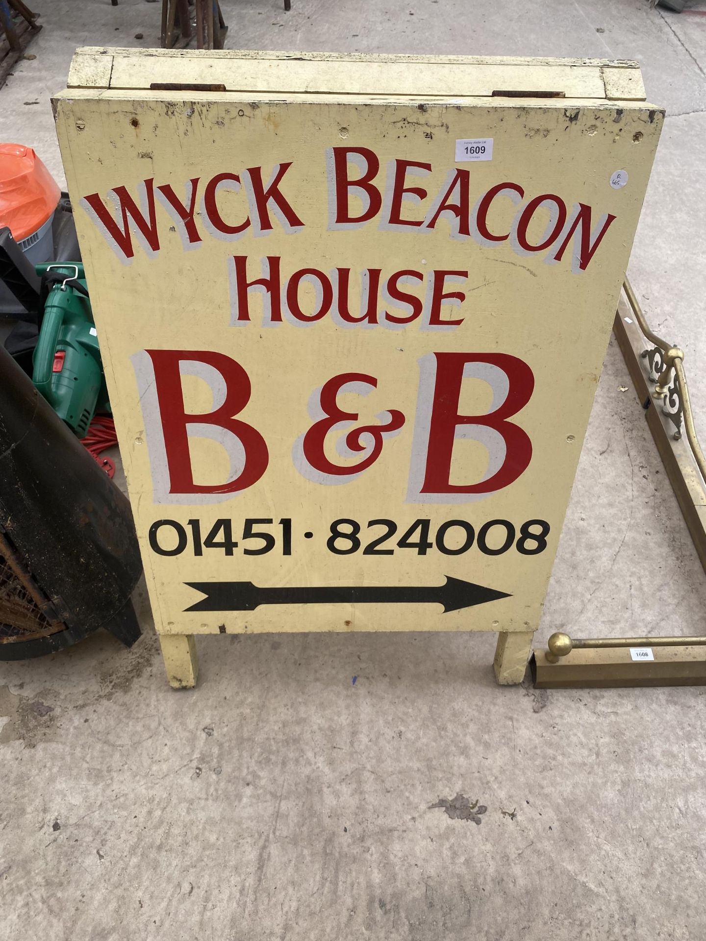 A WOODEN 'WYCK BEACON B&B' A FRAME SIGN