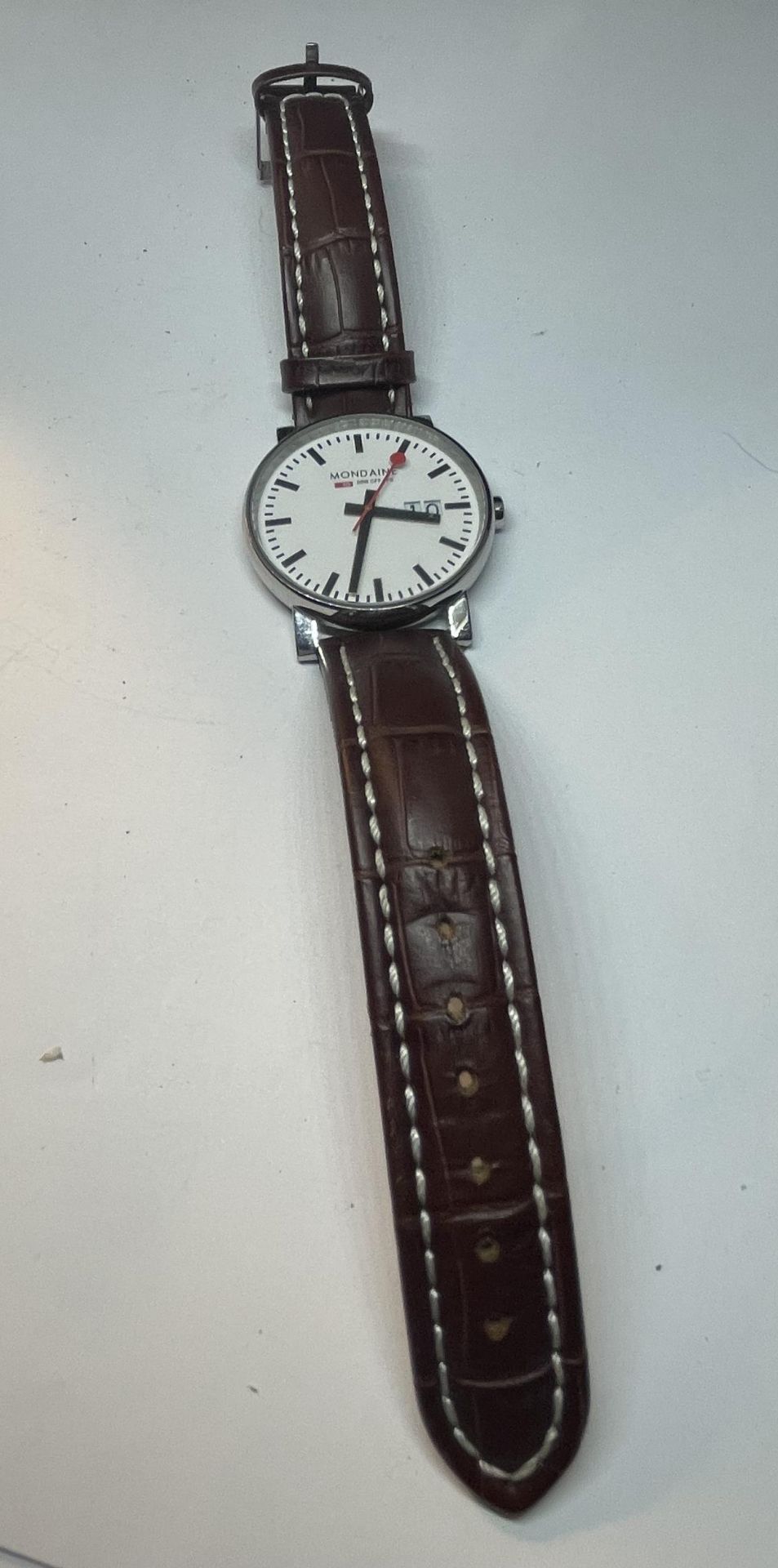 A MONDAINE SB8 CFF FFS SWISS RAILWAYS WRIST WATCH SEEN WORKING BUT NO WARRANTIES - Bild 2 aus 4