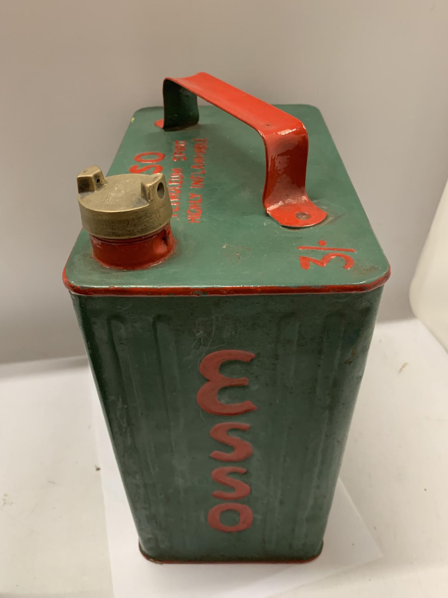 A VINTAGE ESSO PETROL CAN WITH BRASS TOP - Image 2 of 3