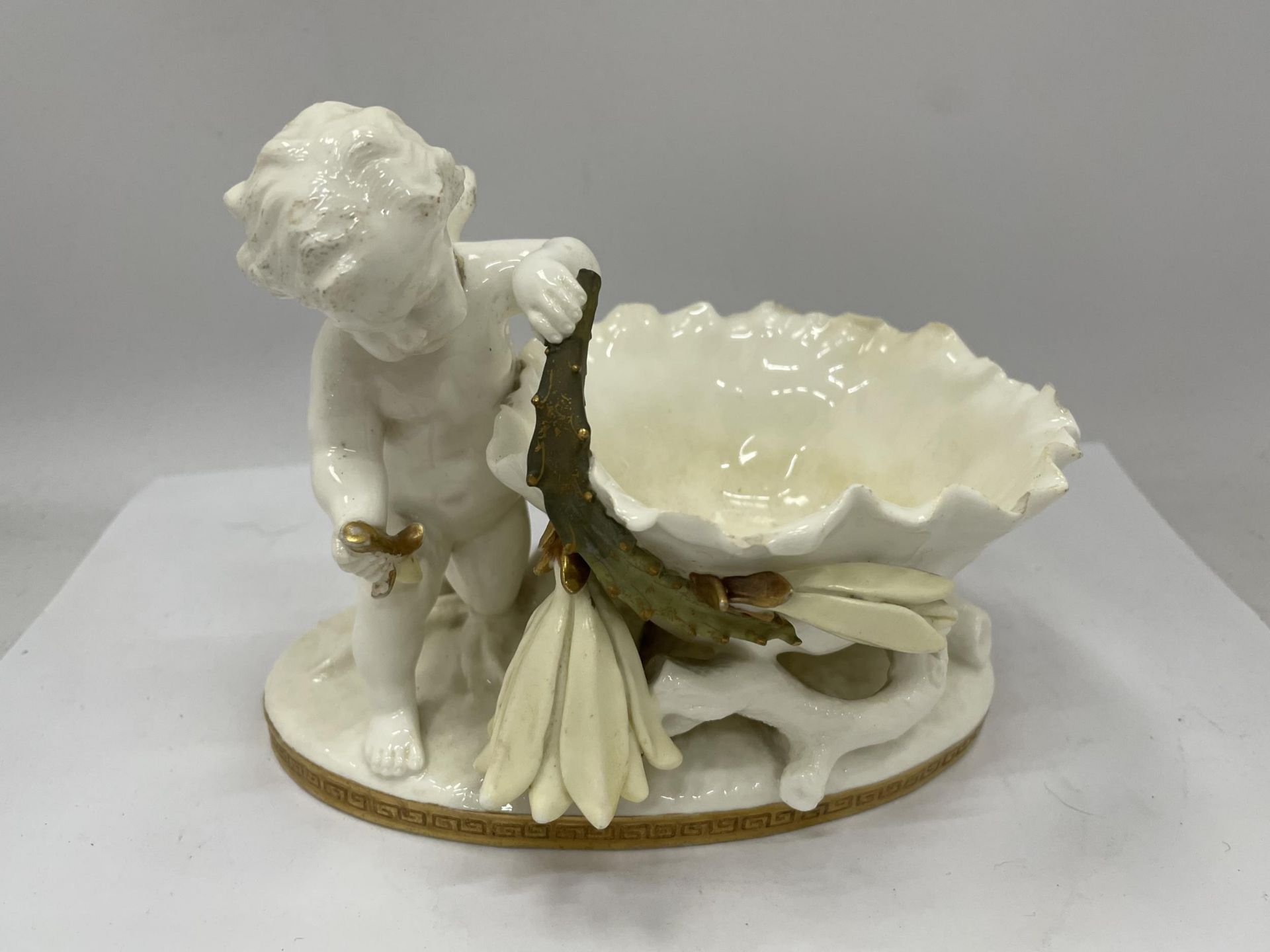 A COLLECTION OF 19TH CENTURY MOORE PORCELAIN TO INCLUDE SET OF THREE POTS, CHERUB FIGURE AND FURTHER - Image 4 of 7