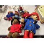 A QUANTITY OF PADDINGTON BEAR SOFT TOYS - 6 IN TOTAL
