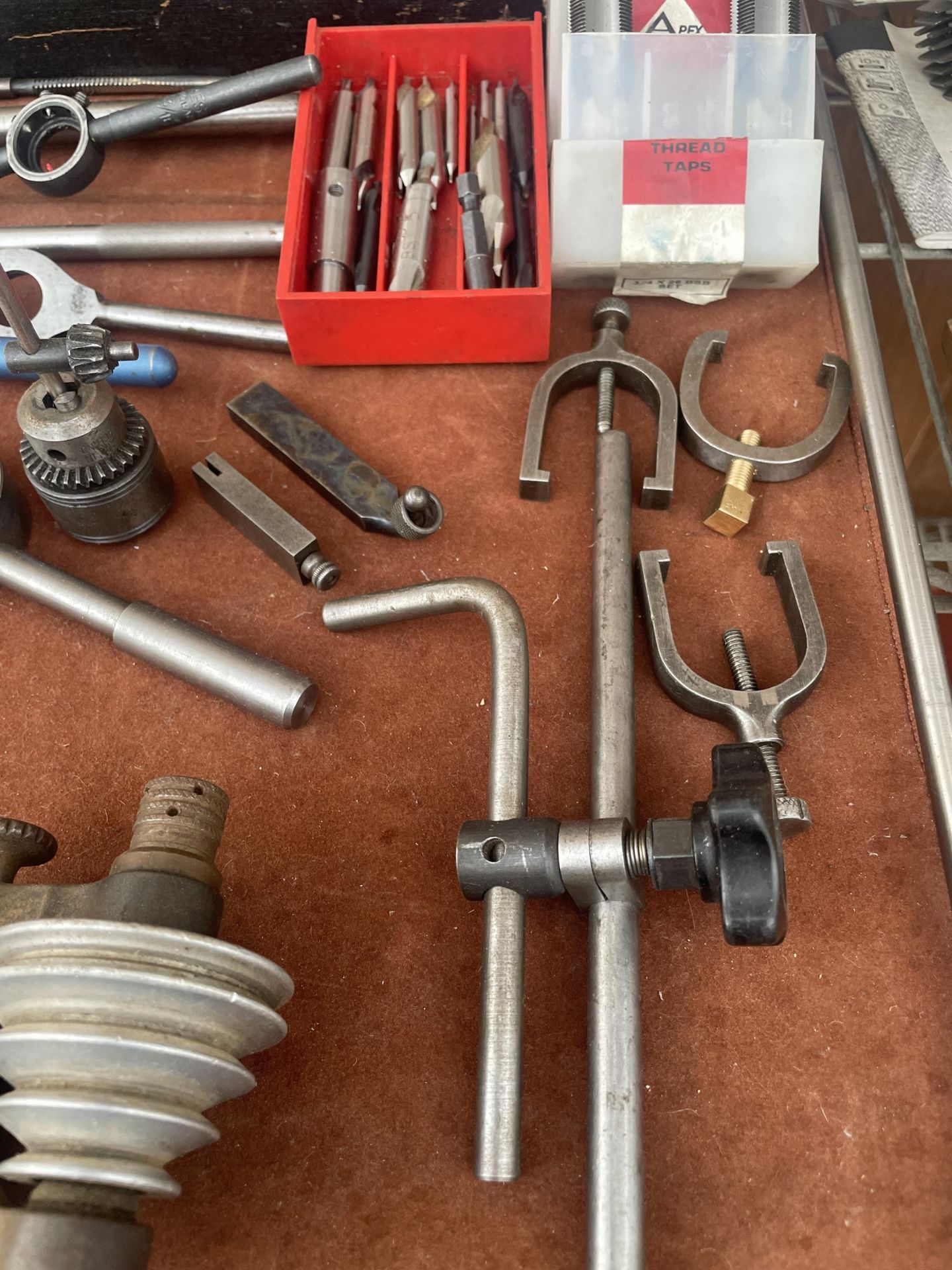 AN ASSORTMENT OF ENGINEERS TOOLS TO INCLUDE TPA AND DIES, PULLEYS AND PUNCHES ETC - Image 3 of 6