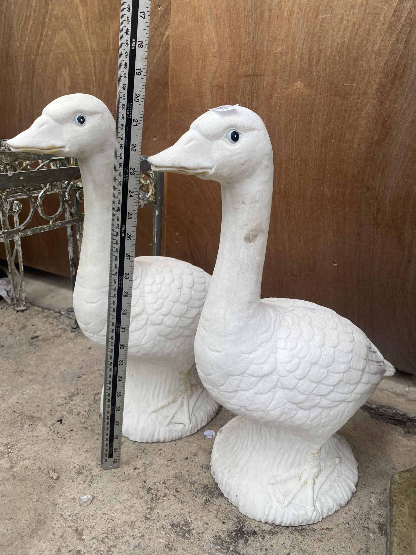 A PAIR OF CONCERETE FILLED PLASTIC DUCKS - Image 2 of 2