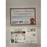 A BUNBURY CRICKET CLUB FIRST DAY COVER SIGNED BY PHIL TUFNELL WITH CERTIFCATE OF AUTHENTICITY