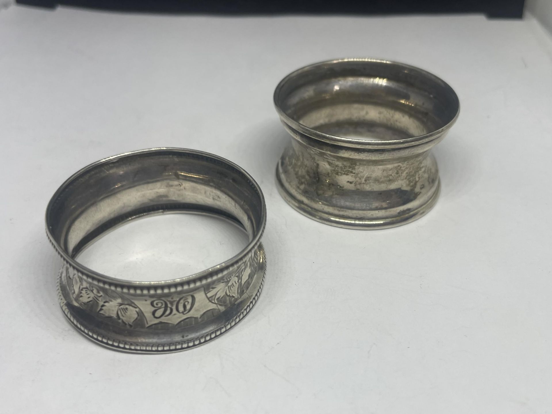 TWO HALLMARKED BIRMINGHAM SILVER NAPKIN RINGS