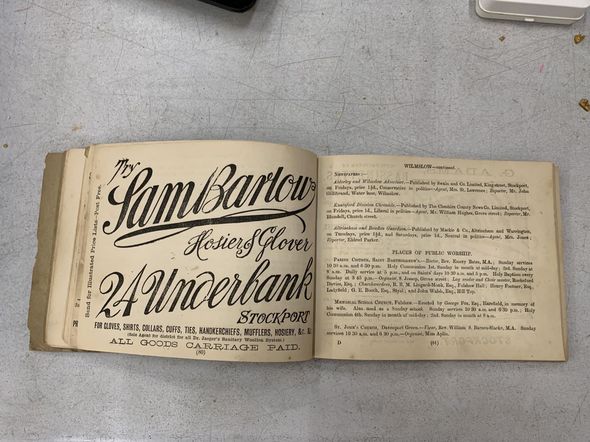 AN ALDERLEY, ALDERLEY EDGE AND WILMSLOW 1888 DIRECTORY BOOK - Image 5 of 7