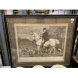 A LARGE FRAMED VICTORIAN PRINT BY A G FREESTONE 'MASTER OF THE SUFFOLK HUNT'