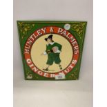 A 'HUNTLEY AND PALMERS' GINGER NUTS METAL SIGN 22CM X 21CM