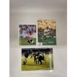 THREE SIGNED PICTURES OF RUGBY UNION PLAYERS - JOE ROKOOKO, JOHNNY WILKINSON AND JEREMY GUSCOTT - NO