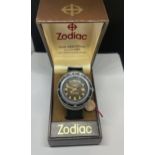 A RARE ZODIAC SUPER SEAWOLF AUTOMATIC WATCH, BOXED WITH TAG, SEEN WORKING BUT NO WARRANTIES GIVEN