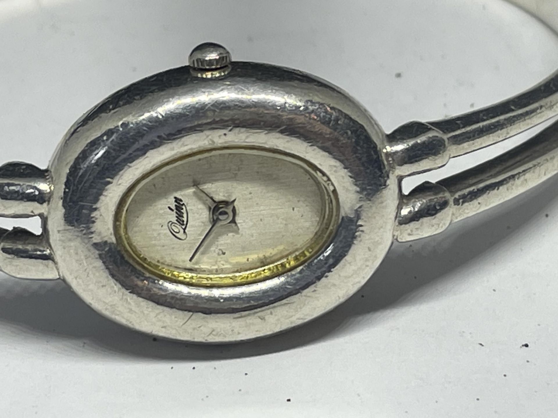 A QUINN .925 SILVER BANGLE WRIST WATCH - Image 2 of 2