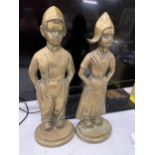 A PAIR OF VINTAGE LARGE BRASS DUTCH FIGURES, HEIGHT 50CM